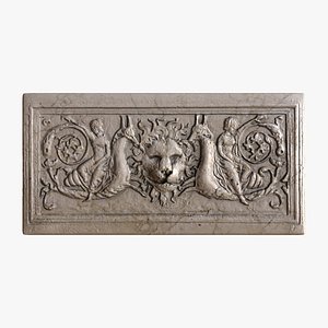 3d greek bas-relief lion architecture model