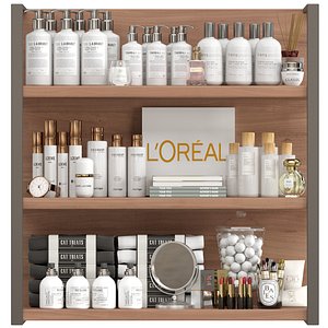 3D Collection of cosmetics and accessories for bathroom or beauty salon model