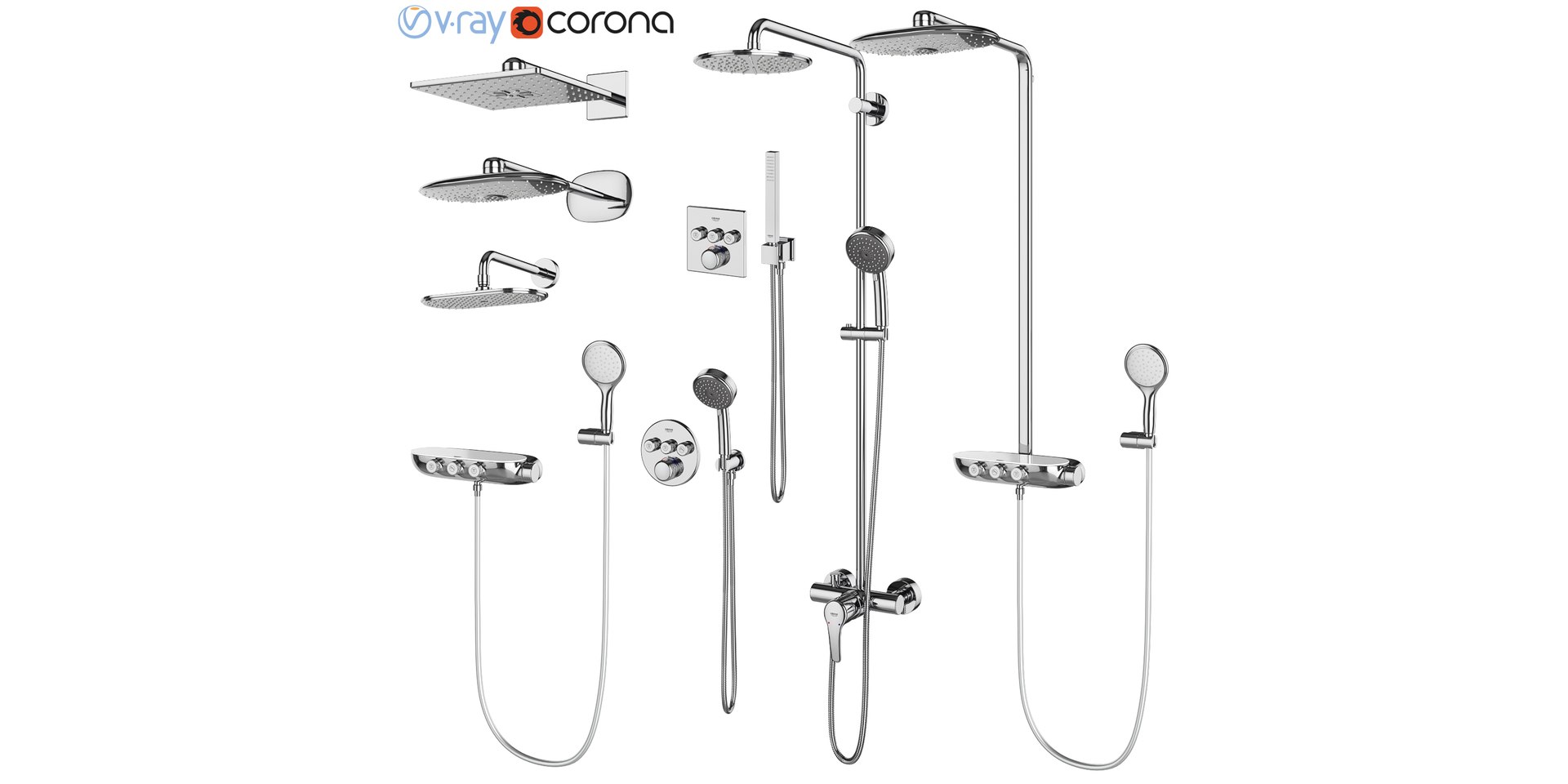 3D Shower Systems Grohe Set - TurboSquid 1585707