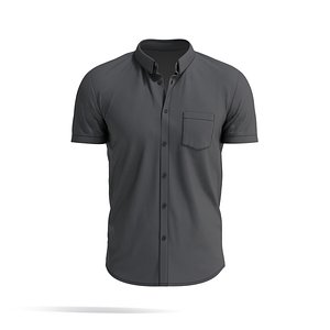 3D Black Short Sleeve Shirt - men button down dress shirt