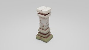 Stylized Fantasy Stone Column Game Ready Textured Unity Unreal Compatible
