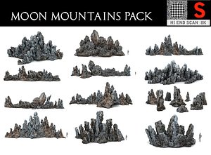 3D model moon mountains pack 10