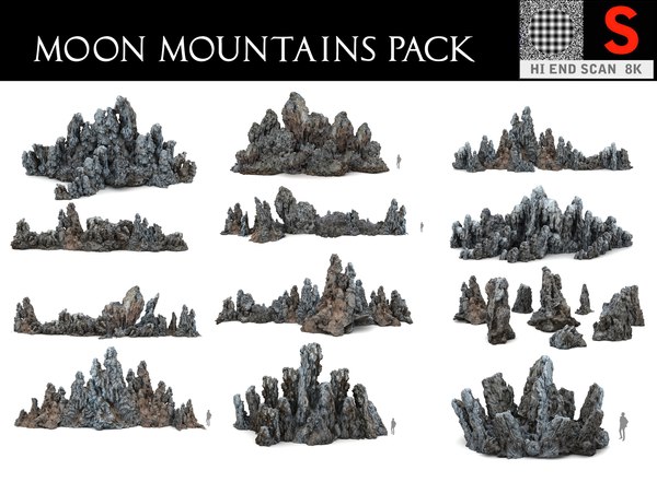 3D model moon mountains pack 10