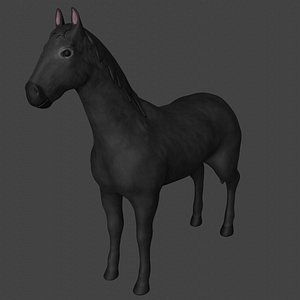 3D model black horse rigged