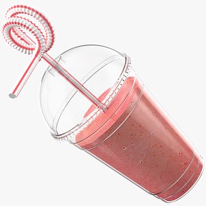 3D Detailed Milkshake Strawberry Cup model