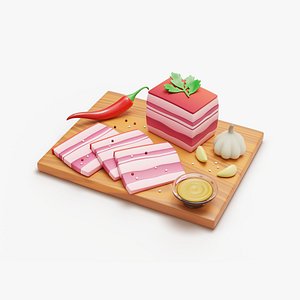 Stylized Pork Salo on a Cutting Board