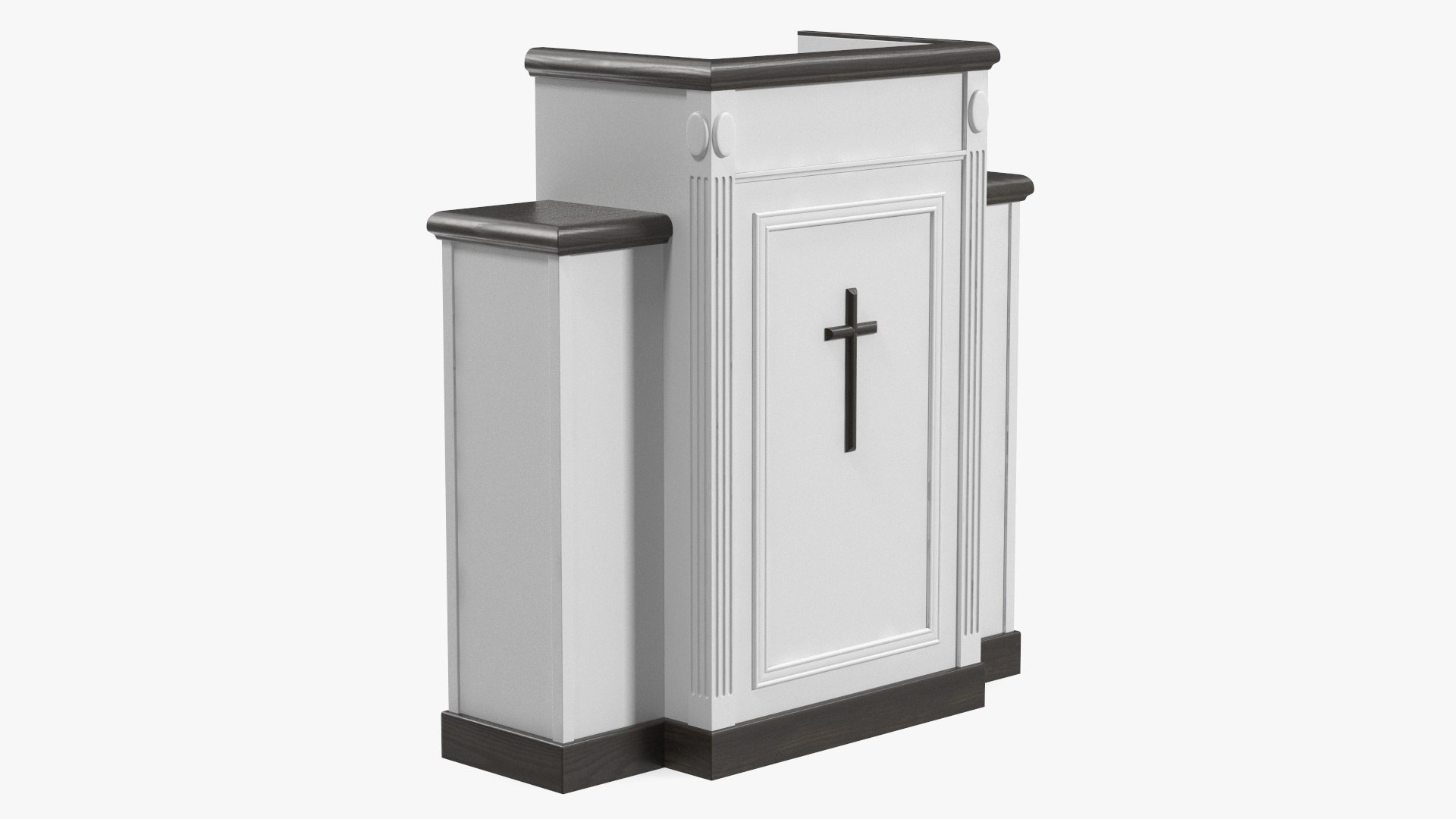 White Church Podium with Cross 3D model preview