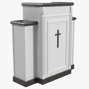 White Church Podium with Cross 3D model