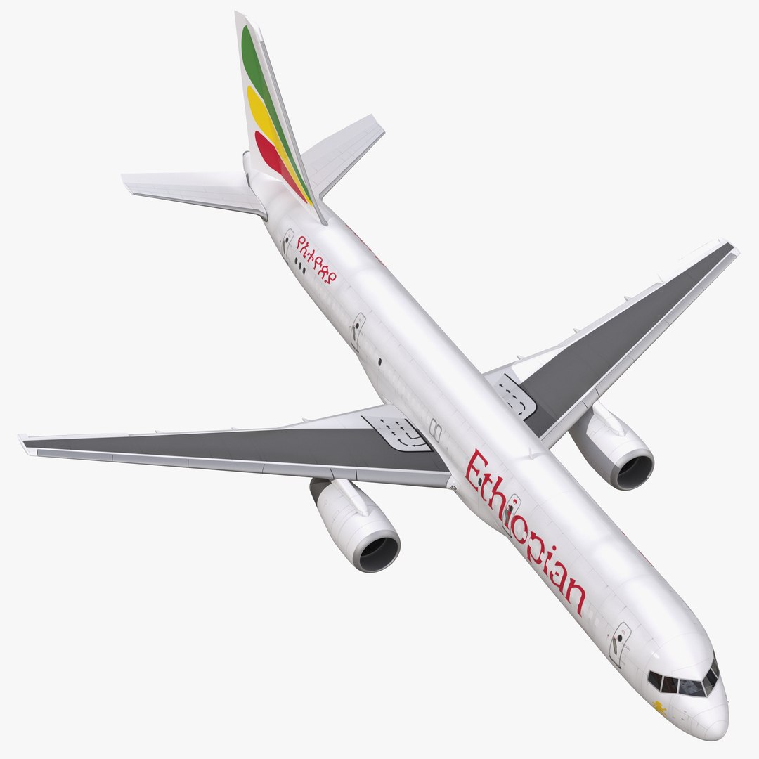 Boeing 757-200F Ethiopian Airlines Rigged 3D Model 3D model preview