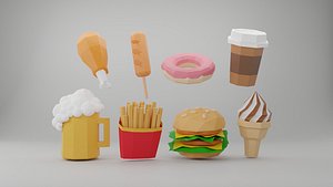 fast food low poly set