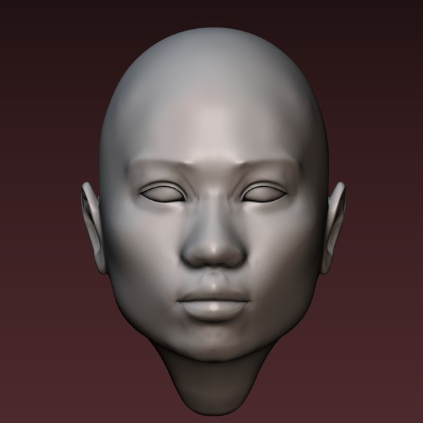 3D Female head 2 asian woman