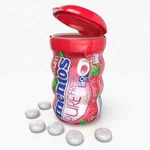 Mentos Pure Fresh Gum Strawberry 50pc Curvy Bottle 3D model