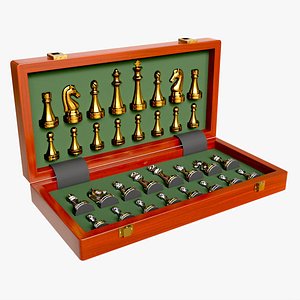 3D model Chess Pieces Open Board inside