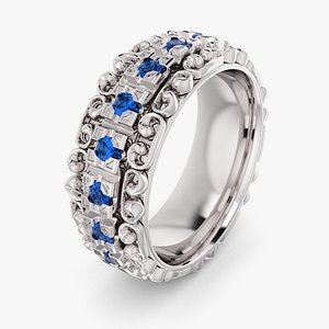 3D model Spinner Ring With Blue Stones