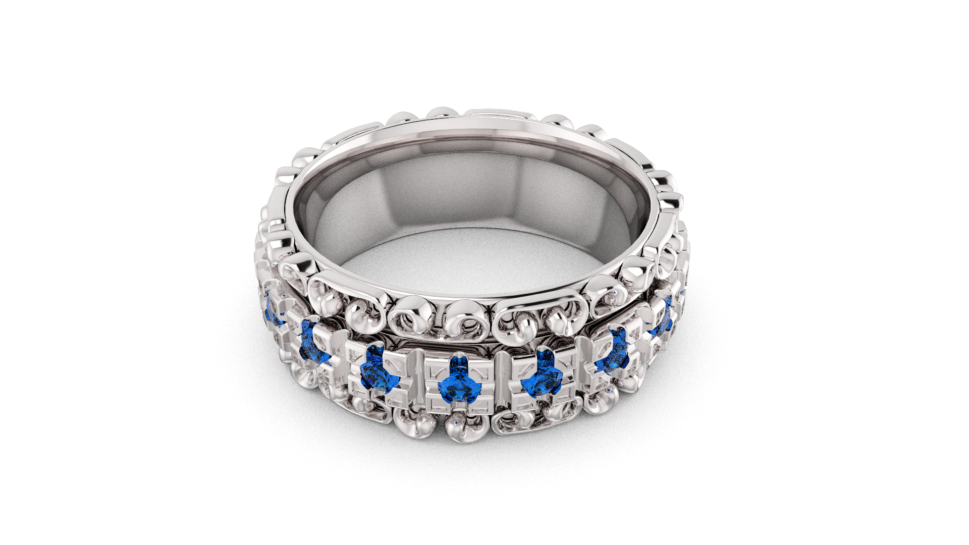 3D model Spinner Ring With Blue Stones - TurboSquid 1920161