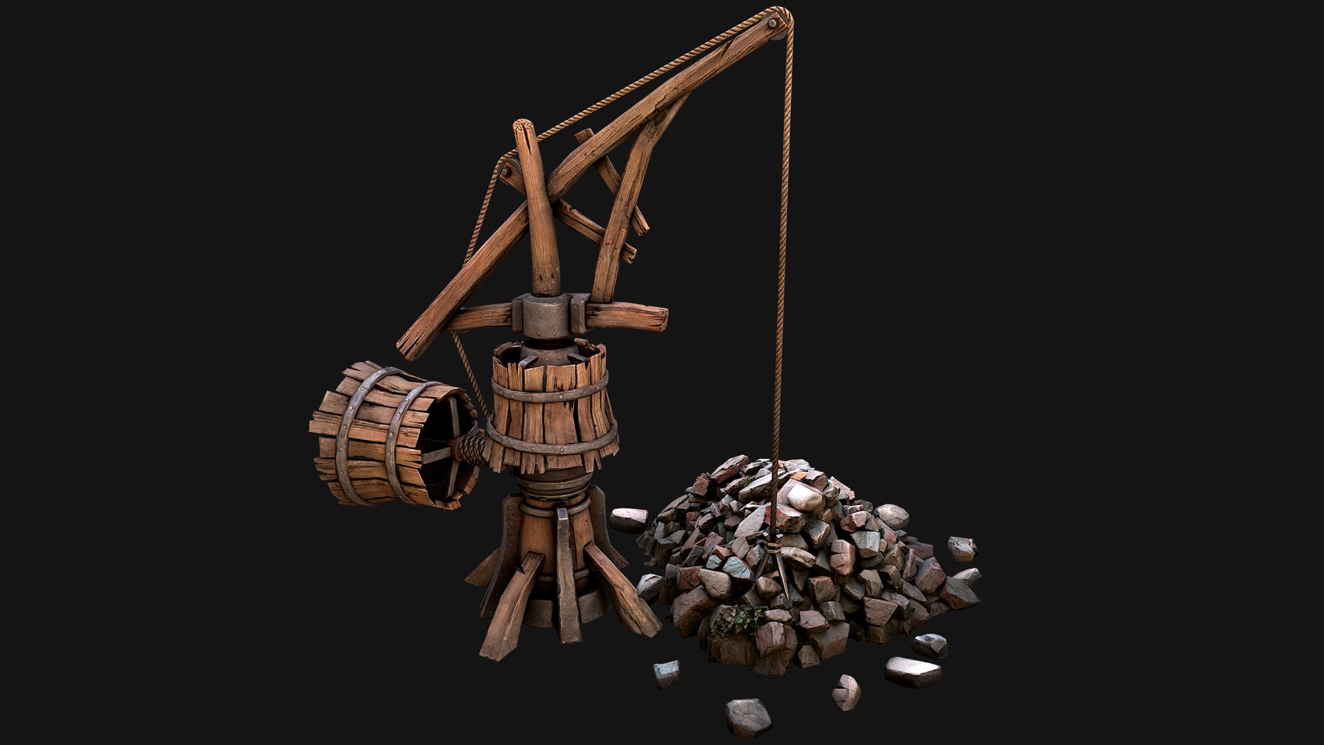 3D Construction Crane Medieval Quarry Model - TurboSquid 2251640