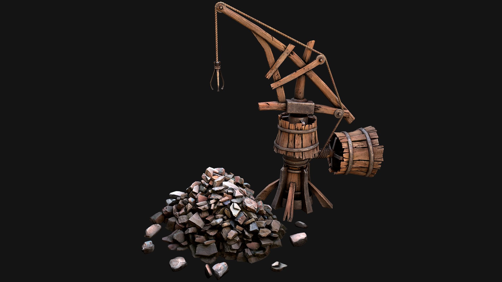 3D Construction Crane Medieval Quarry Model - TurboSquid 2251640
