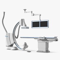 Integrated X-Ray Imaging System with Table and Overhead Screens White
