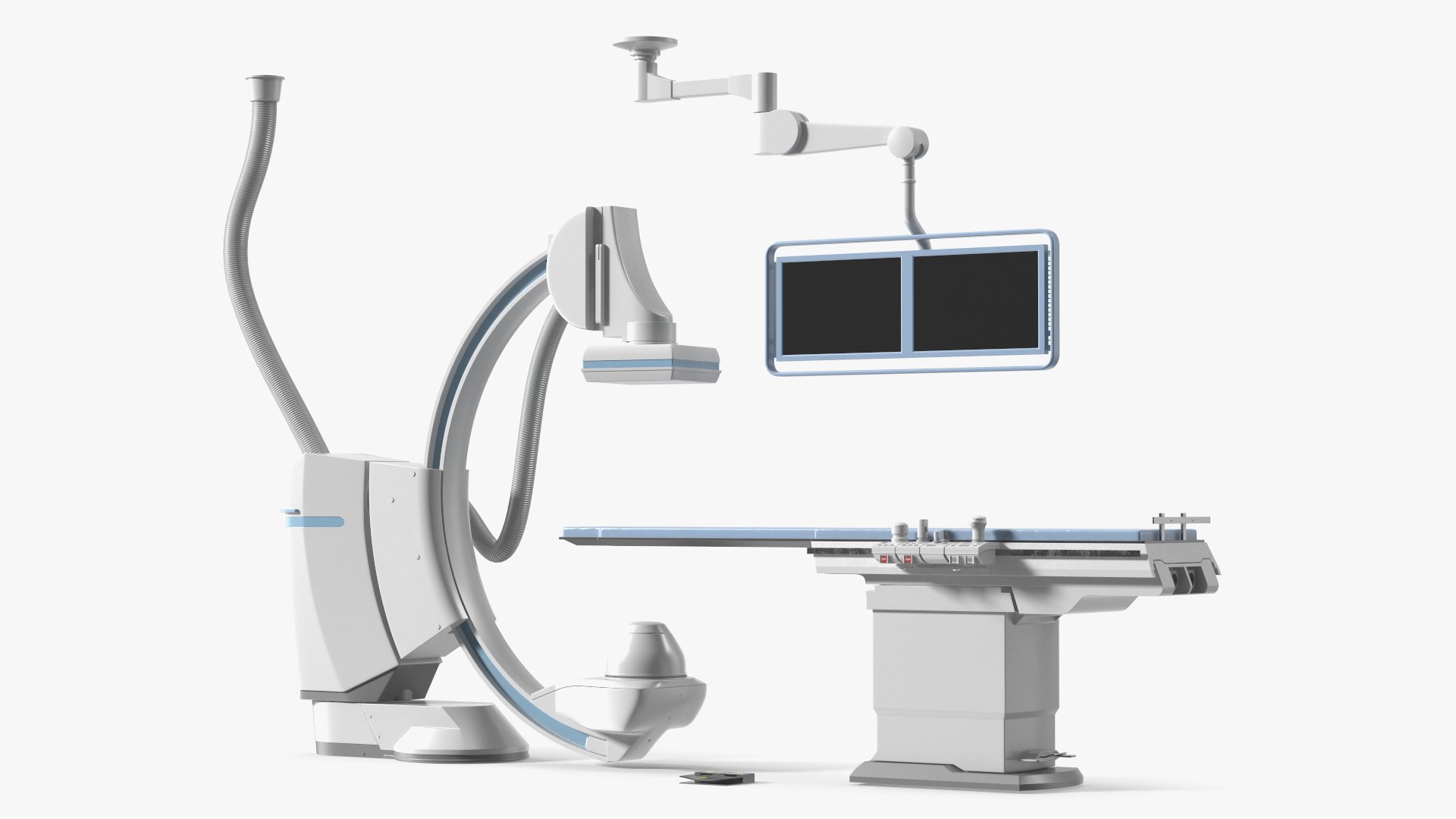 Integrated X-Ray Imaging System with Table and Overhead Screens White 3D model preview
