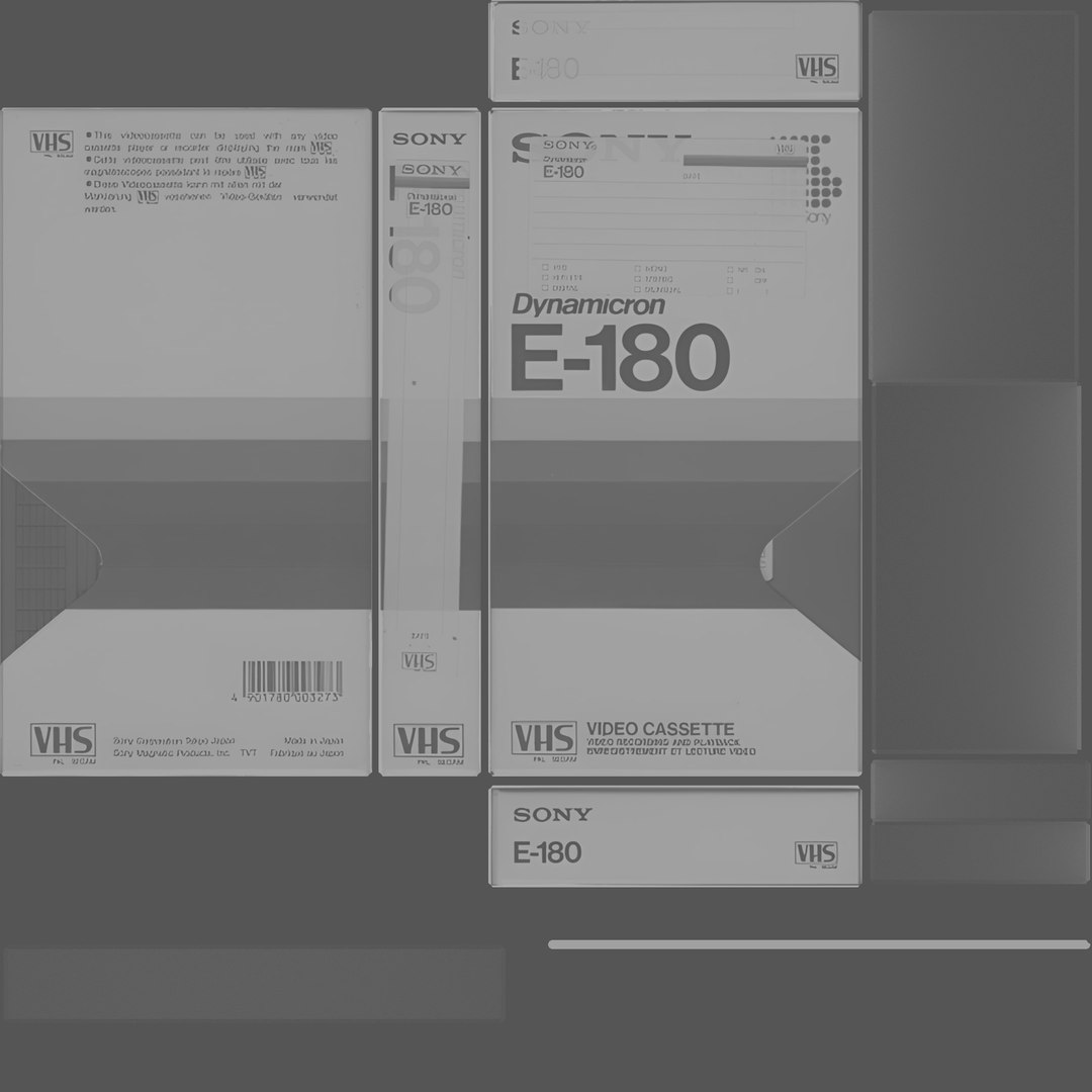 3D VHS Sony Dynamicron E-180 https://p.turbosquid.com/ts-thumb/J2/oiXfzC/06/sonydynamicrone180_roughness/png/1790282876/1920x1080/fit_q87/d32a40f2a7ab6e0f14f3551ad64776e4c0af4bb9/sonydynamicrone180_roughness.jpg