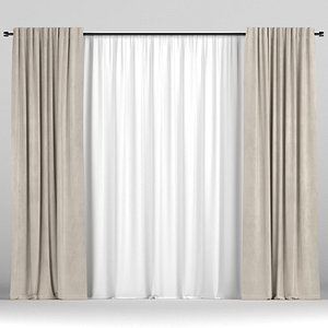 3D model tulle brown curtain