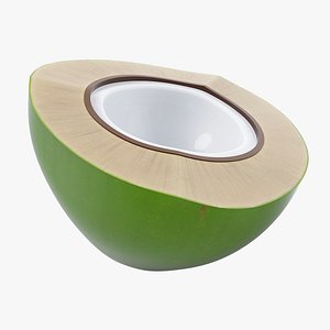 Cartoon Green Coconut Half 3D