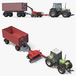 Tractor with Forage Harvester with Dump Trailer