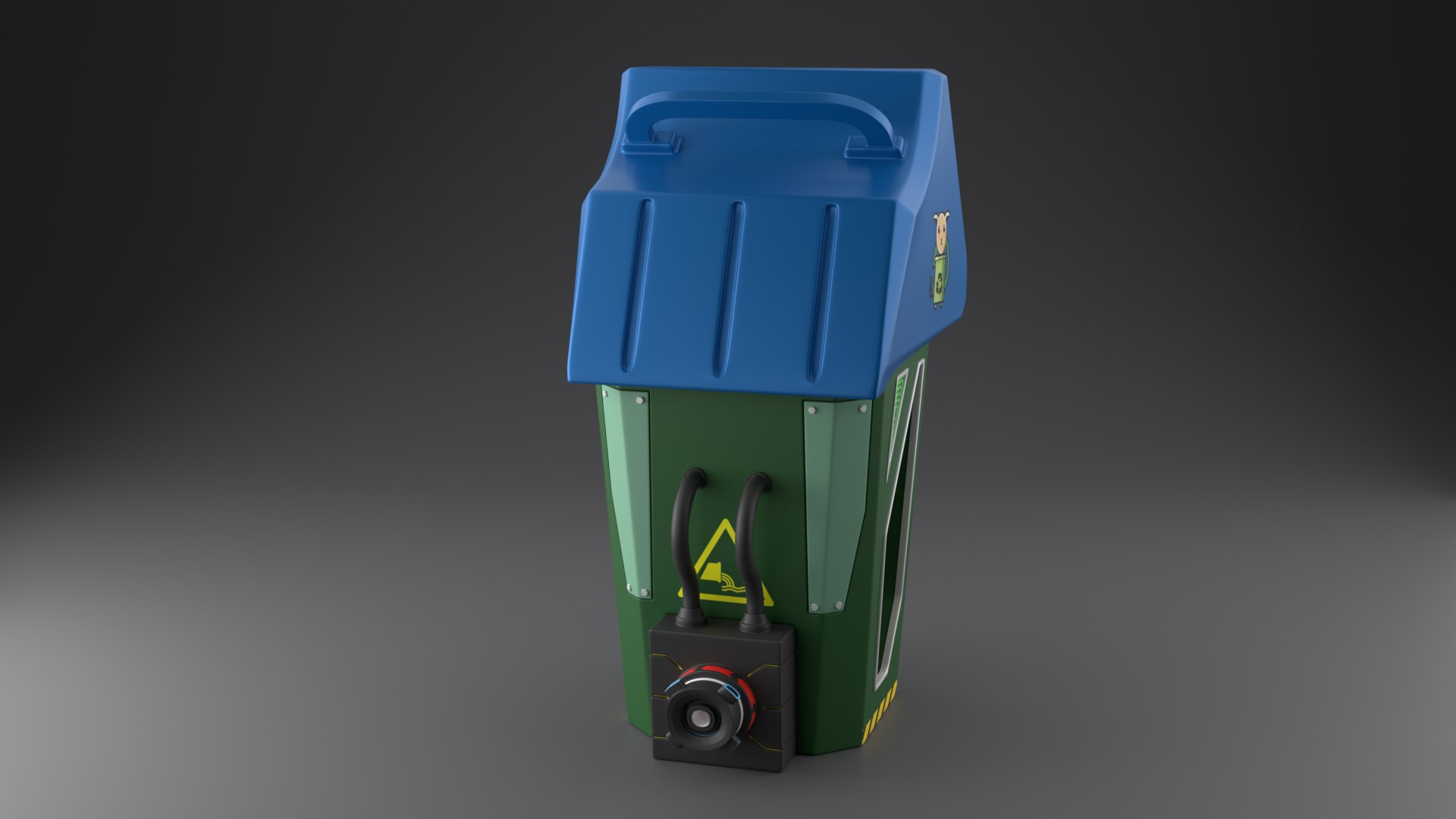 3D Model Futuristic Wastebox With Recycle Button - TurboSquid 2014683
