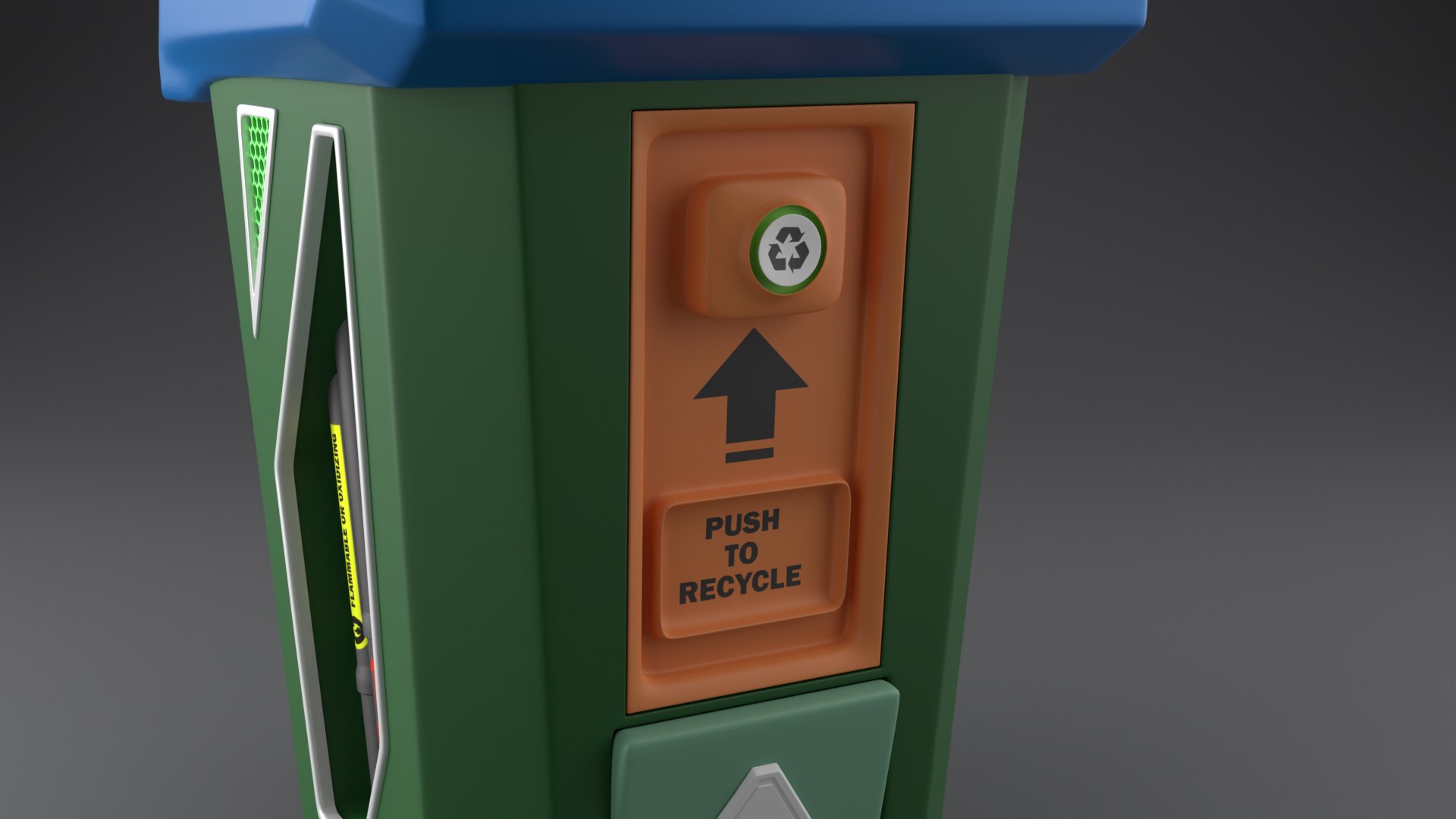 3D Model Futuristic Wastebox With Recycle Button - TurboSquid 2014683