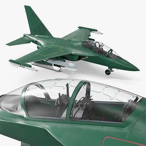 3D Military Light Attack Jet Aircraft Green model