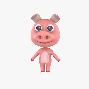 3D Adorable Pig Cartoon Low-poly 3D model model