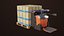 Forklift Trucks and Pallet Orange Collection All PBR Textures 3D model