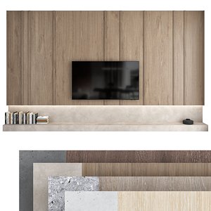 TV wall set 08 3D model