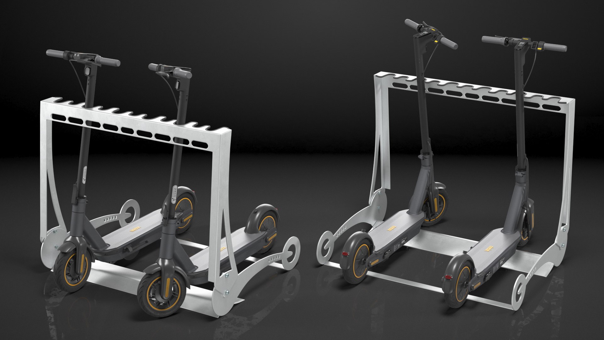 3D model Scooter Parking Rack with Ninebot KickScooter MAX https://p.turbosquid.com/ts-thumb/J3/GYWxoT/oK/scooterparkingrackwithninebotkickscootermaxc4dmodel021/jpg/1648185111/1920x1080/fit_q87/112401045d334c870d603887c9554e11fbdcc22e/scooterparkingrackwithninebotkickscootermaxc4dmodel021.jpg