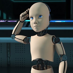 3D Humanoid Cyborg Child Rigged for Cinema 4D