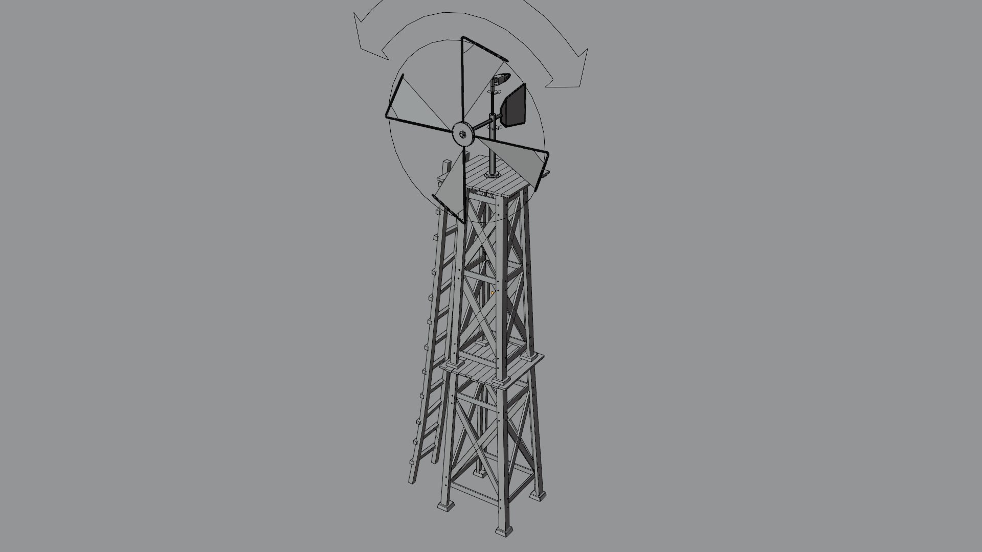 3D Rigged Stylized Wooden Windmill Game Ready 3D Model Asset Model ...