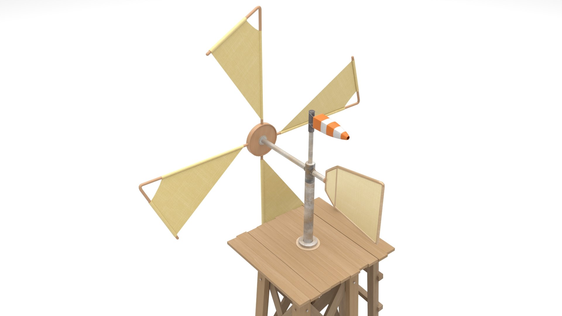 3D Rigged Stylized Wooden Windmill Game Ready 3D Model Asset Model ...