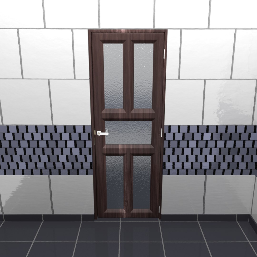 bath bathroom door 3d model