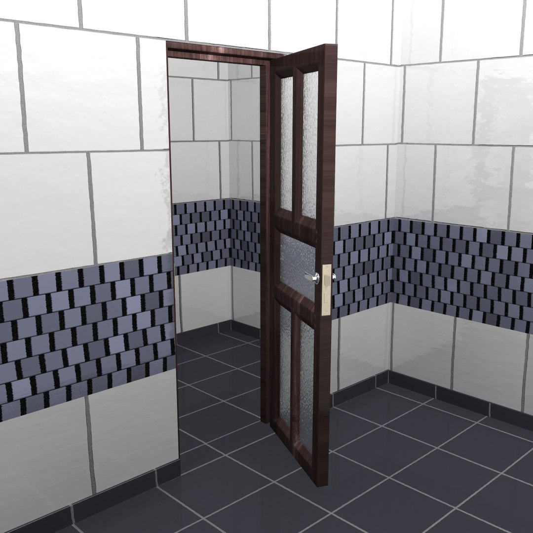 bath bathroom door 3d model