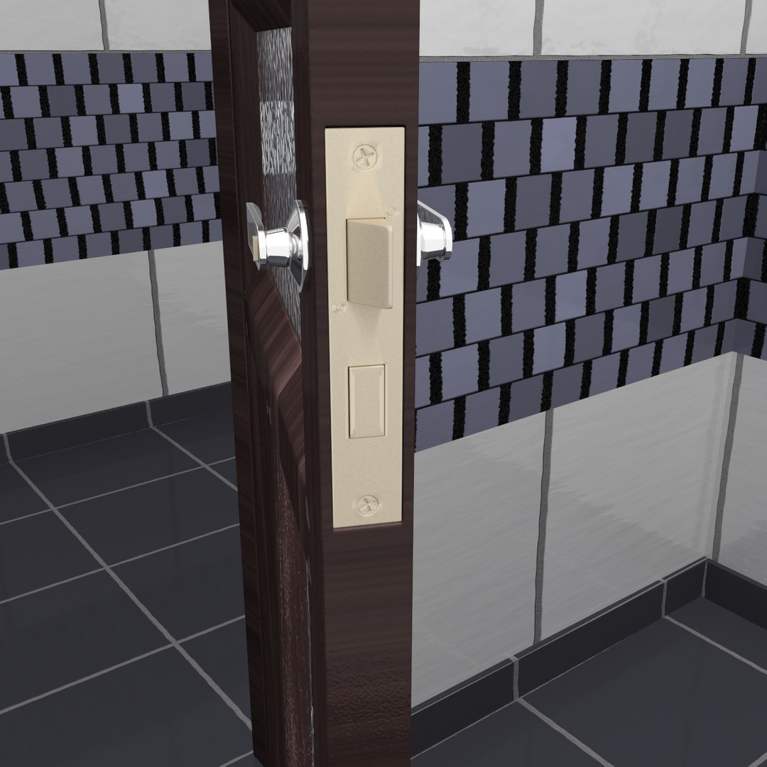 bath bathroom door 3d model