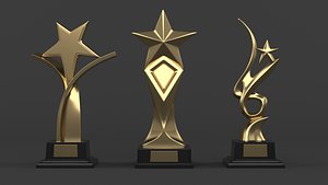 Gold Trophy Cups 3D model