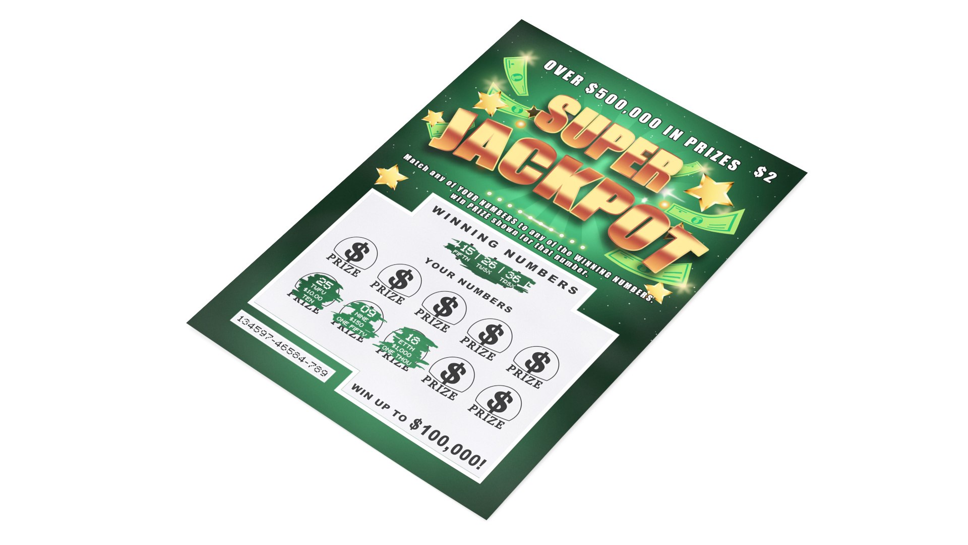 Super Jackpot Scratch Lottery Ticket With Erased Layer 3D Model TurboSquid 2115678