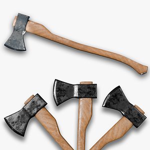 3D Modern wooden axe model