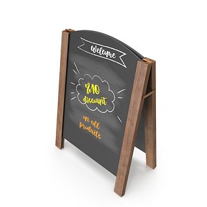 wooden Double-Sided Menu Advertising Sign model 3D model