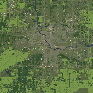 3D model South Bend Indiana USA in 20 km x 20 km - city and urban