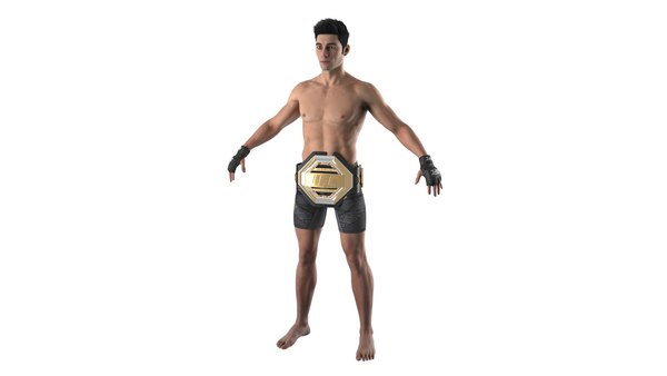 modelo 3d Luchador de UFC MMA con cinturón gana animado con piel ...