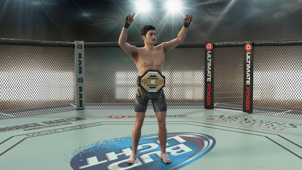 modelo 3d Luchador de UFC MMA con cinturón gana animado con piel ...