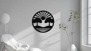 Serene Nature Scene Circular Wall Art 3D model
