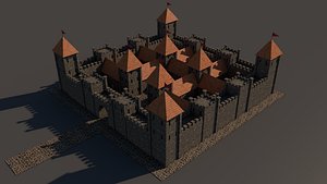 3D Medieval Castle Town model