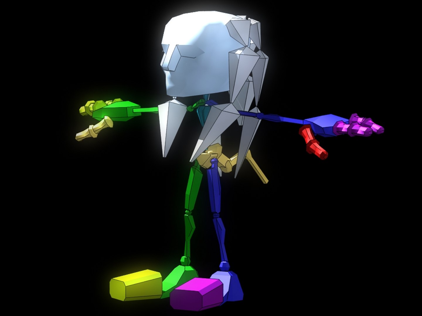 3d Knuckles Rigged Biped Model